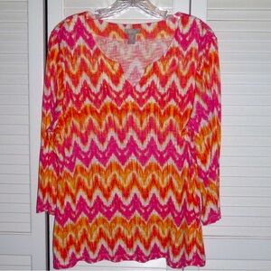 Chicos pink/orange chevron print tunic size L